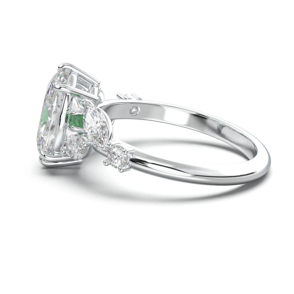 Oval Marquise-Accent Engagement Ring