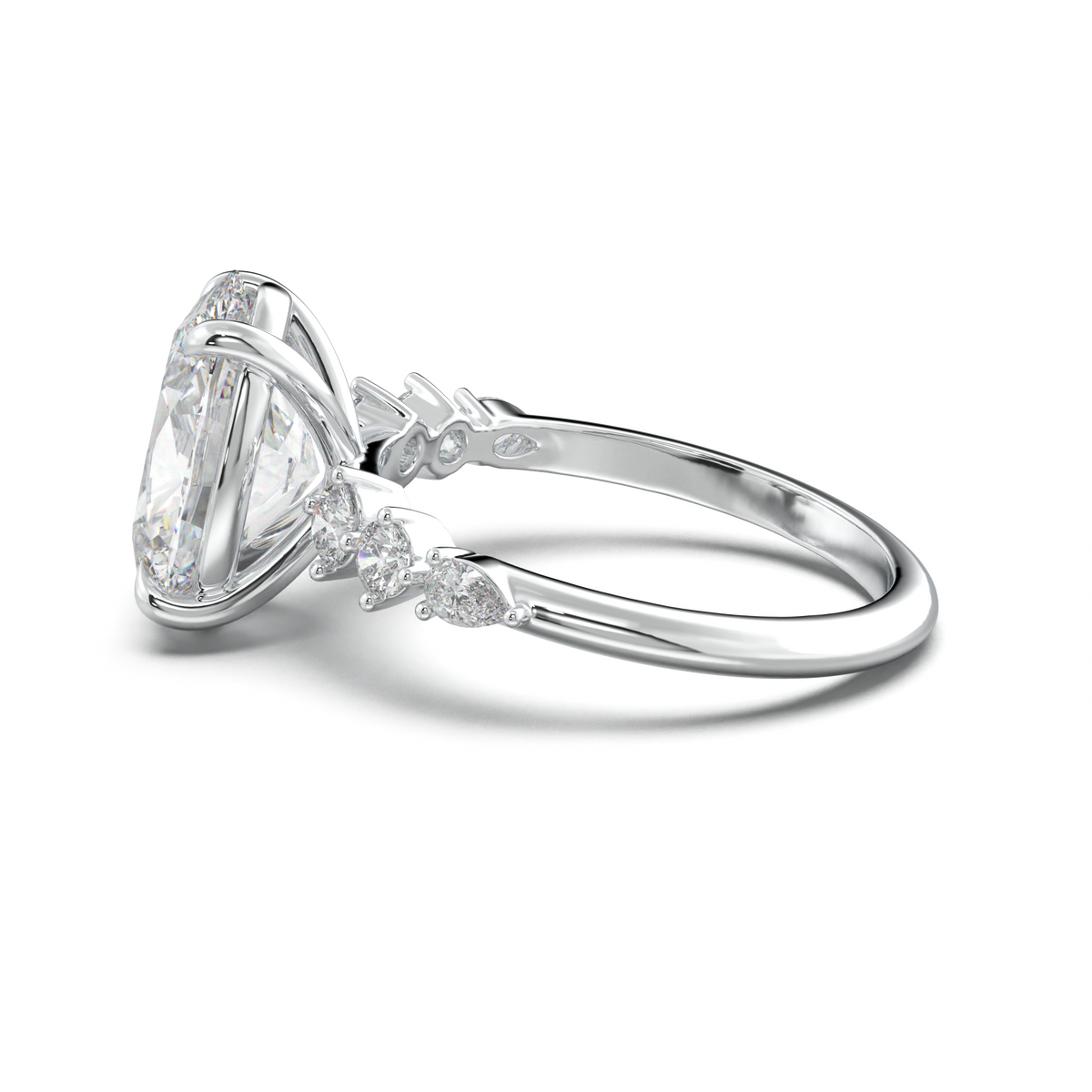 Oval Pear-Accent Engagement Ring