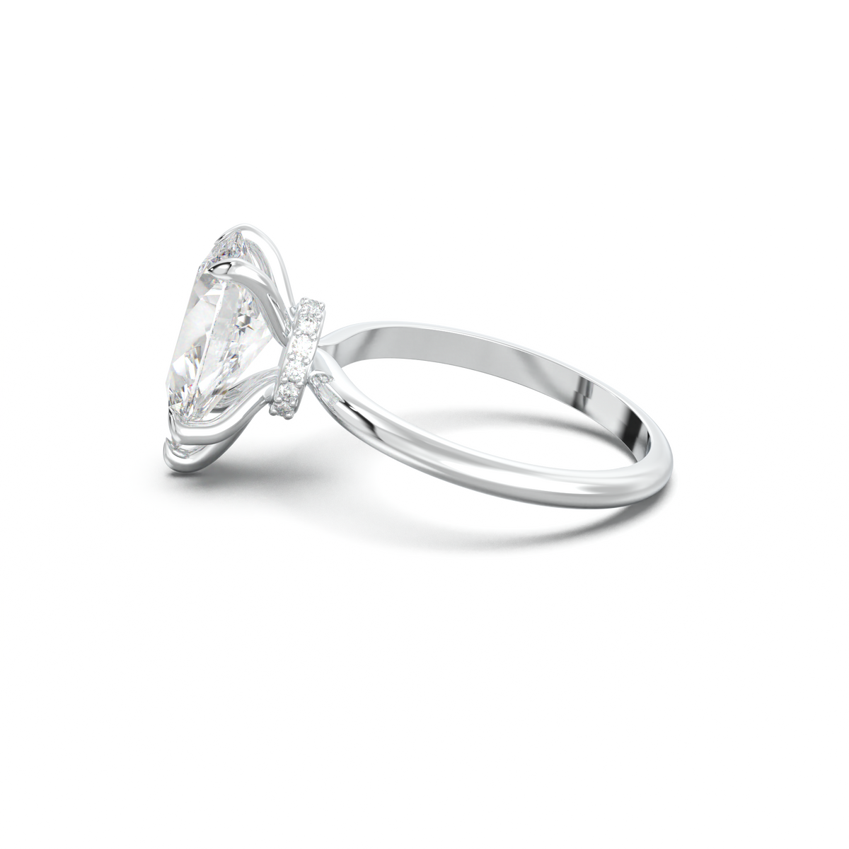 Pear Hidden Halo Engagement Ring
