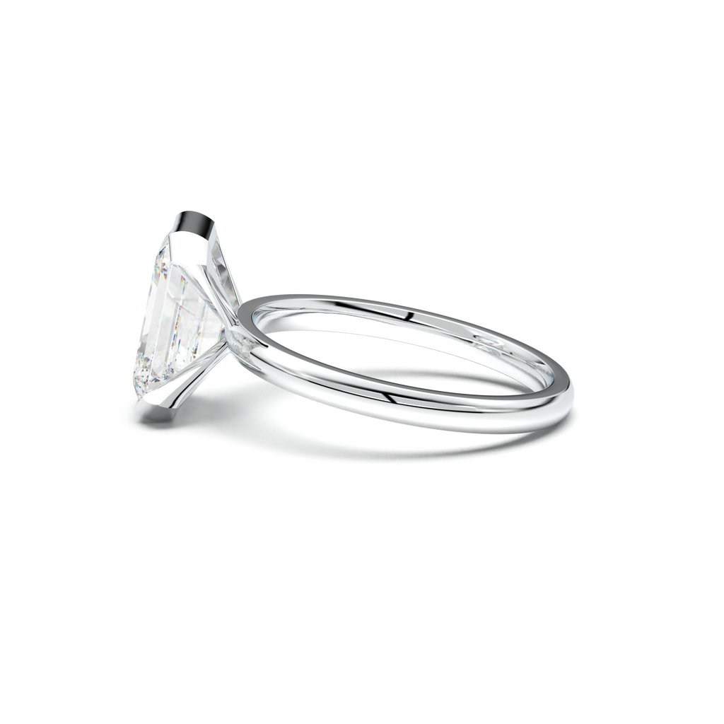 Emerald Cut Half-Bezel Engagement Ring