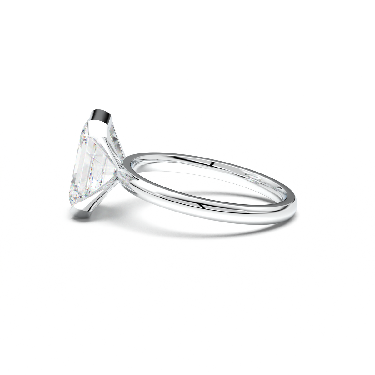 Emerald Cut Half-Bezel Engagement Ring