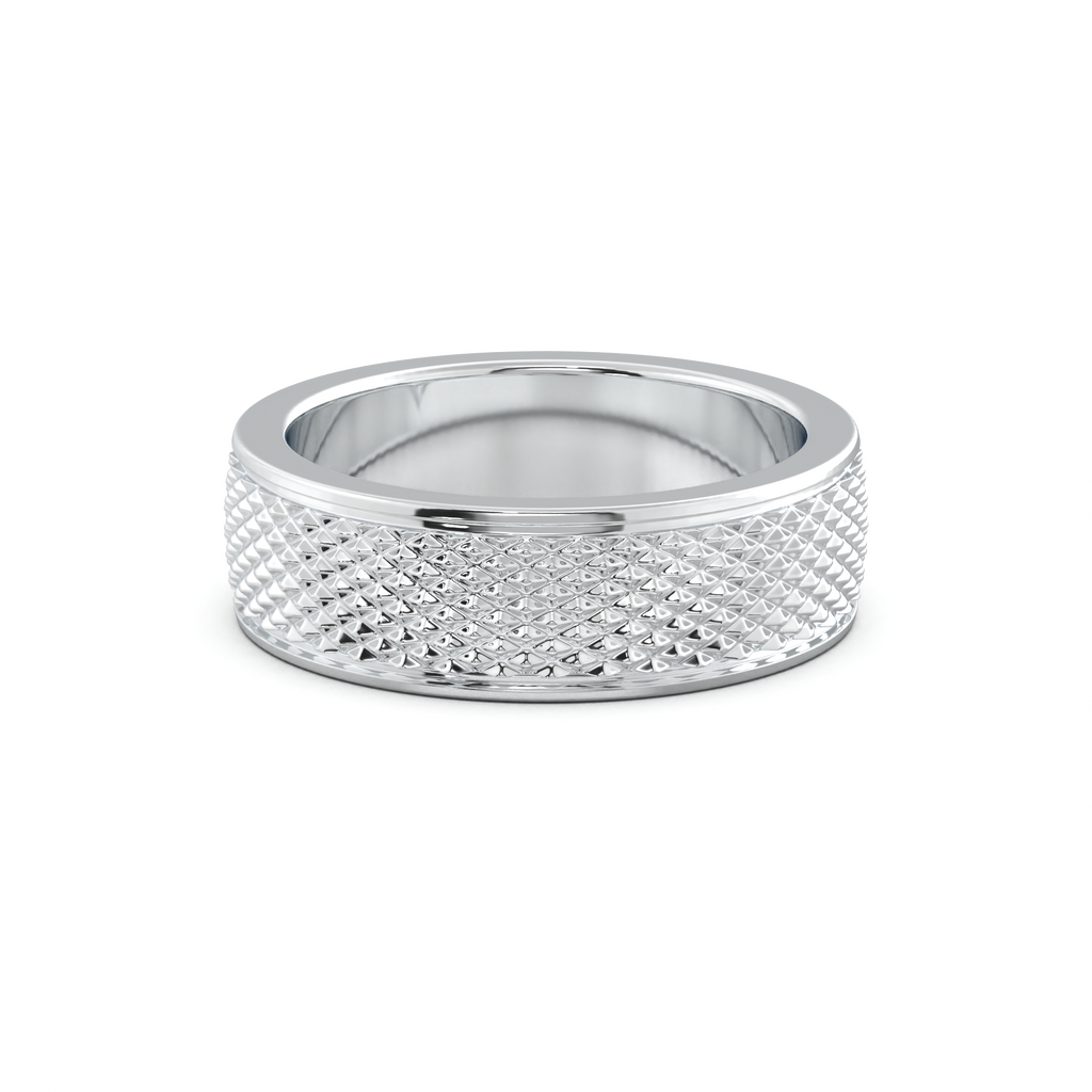 Diamond-Cut Textured Men's Wedding Band