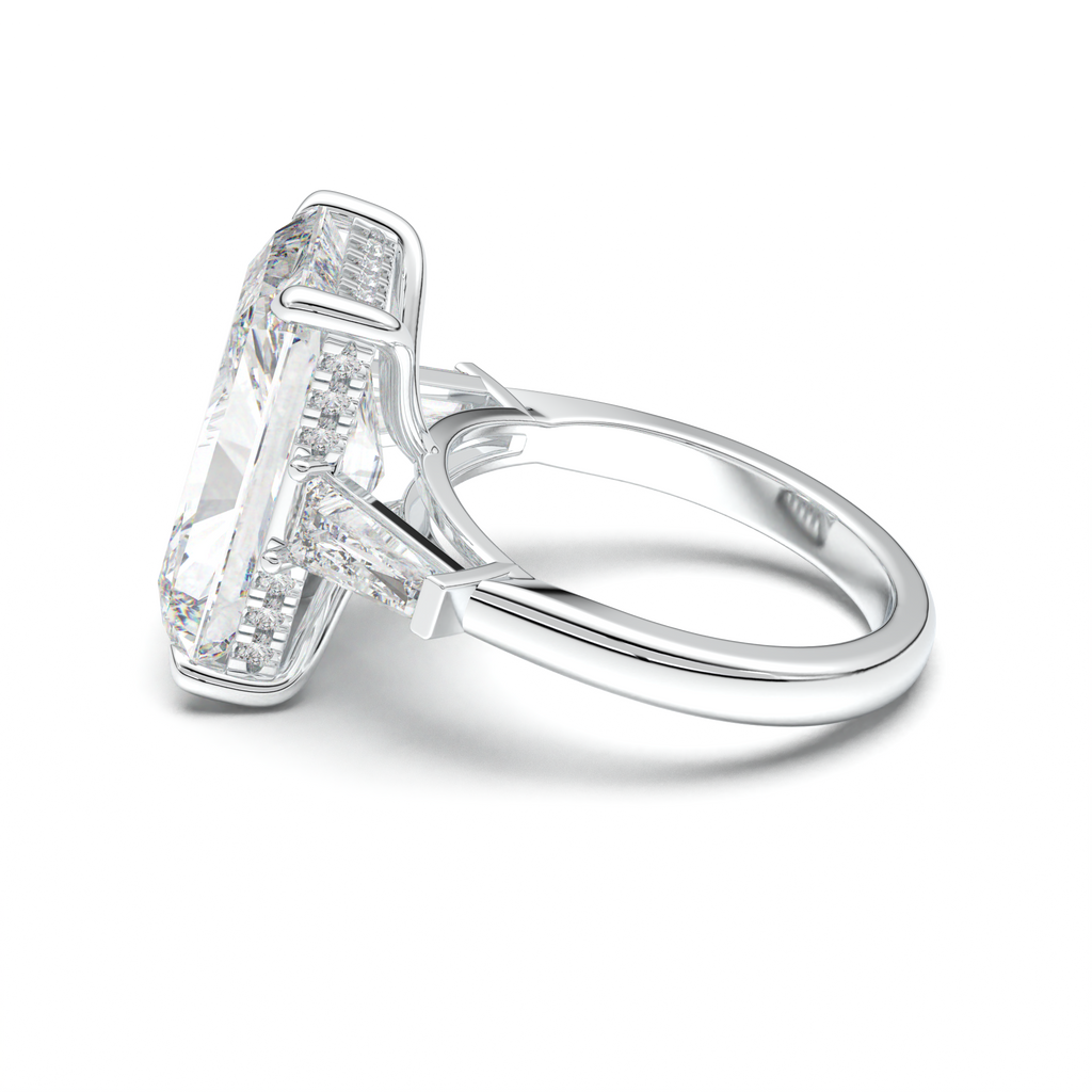 Radiant Baguette Hidden Halo Engagement Ring