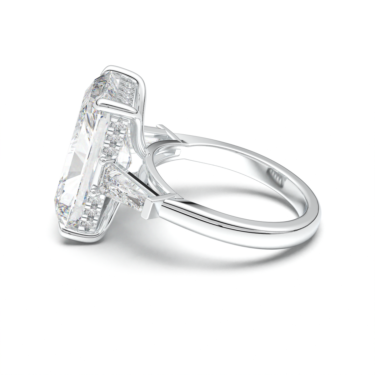 Radiant Baguette Hidden Halo Engagement Ring