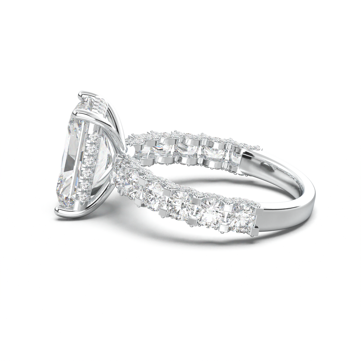 Radiant Diamond Band Engagement Ring
