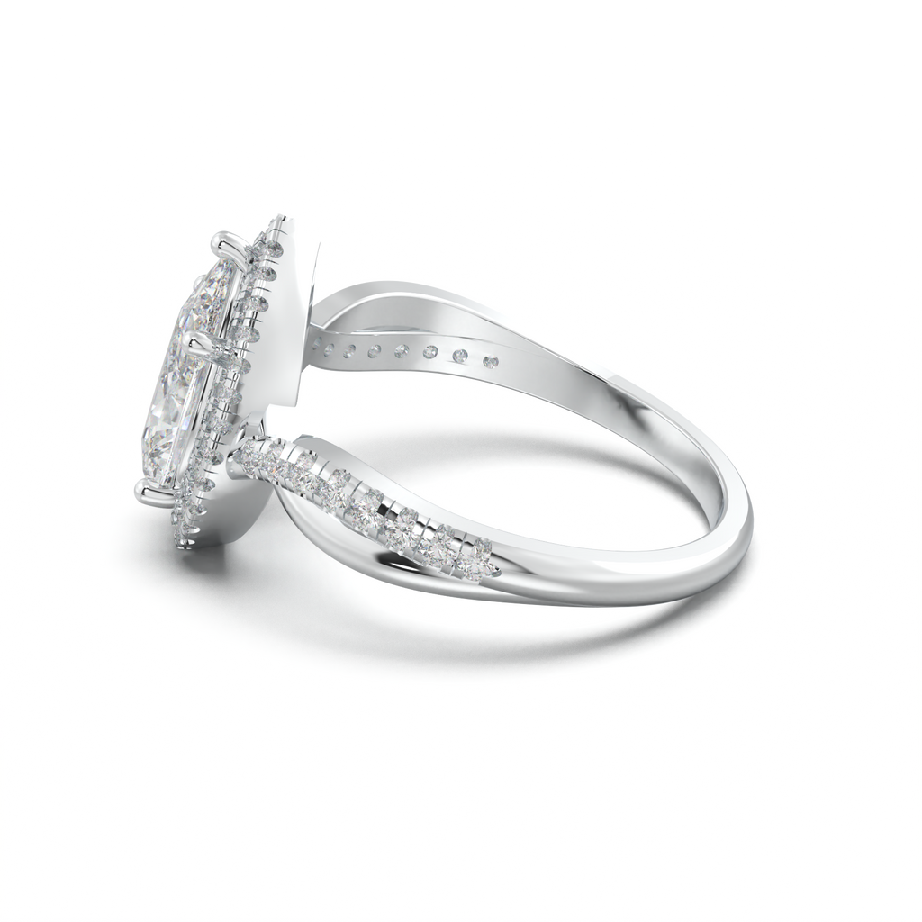 Pear Halo Twisted Pavé Engagement Ring