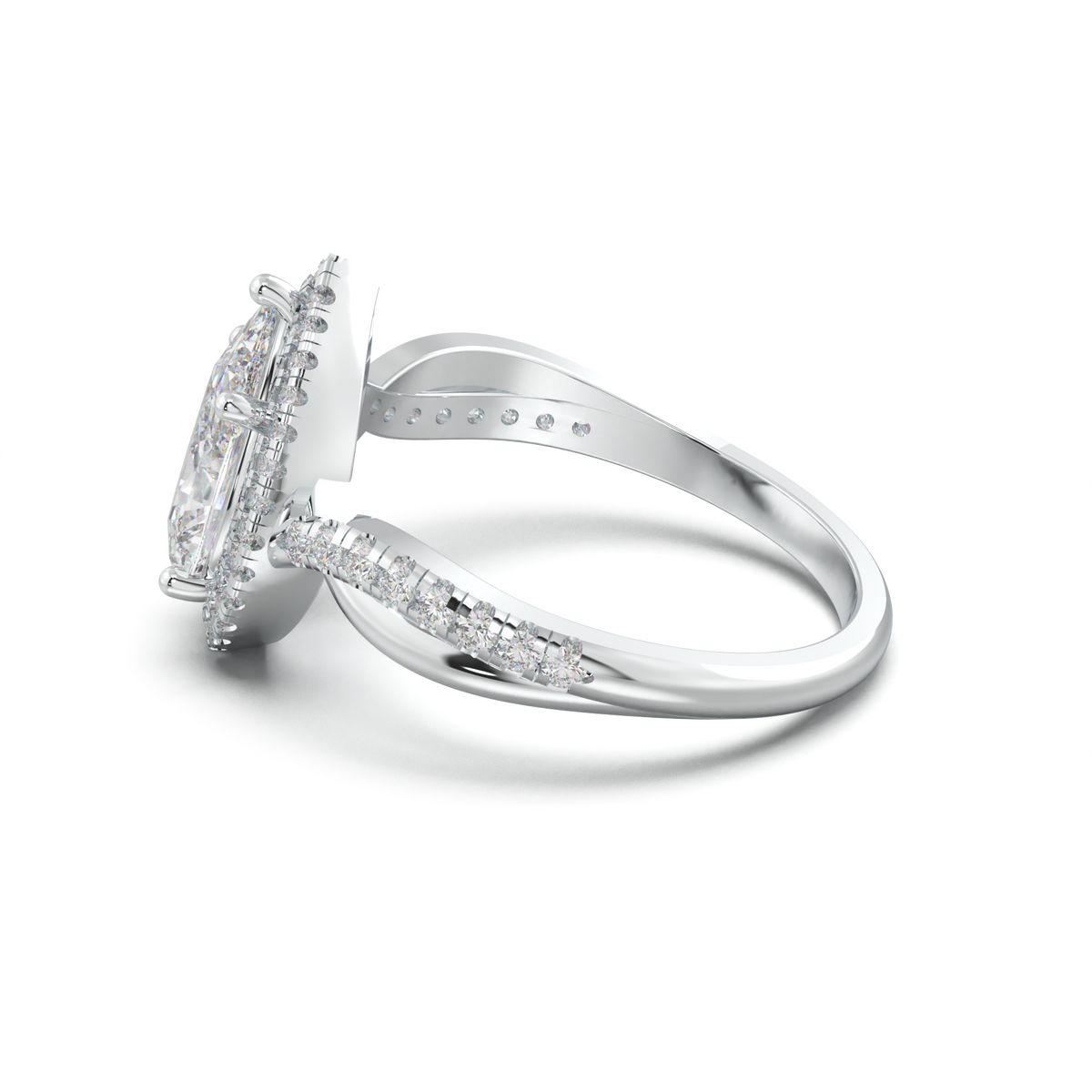 Pear Halo Twisted Pavé Engagement Ring