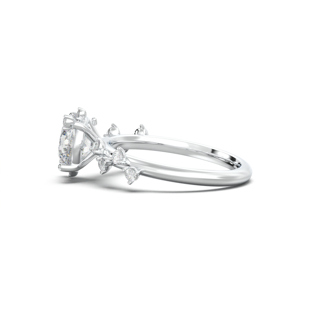 Round Botanical Accent Engagement Ring