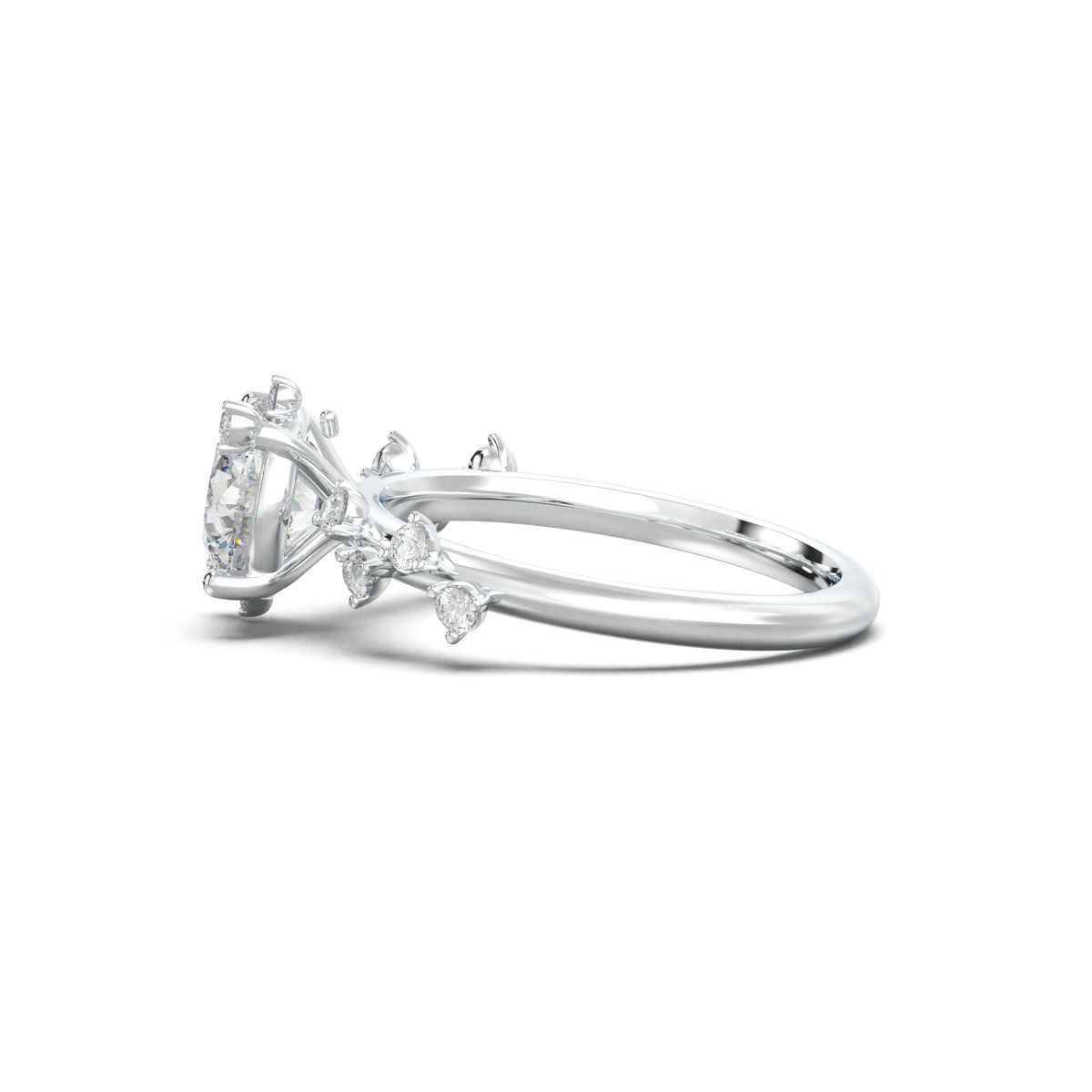 Round Botanical Accent Engagement Ring