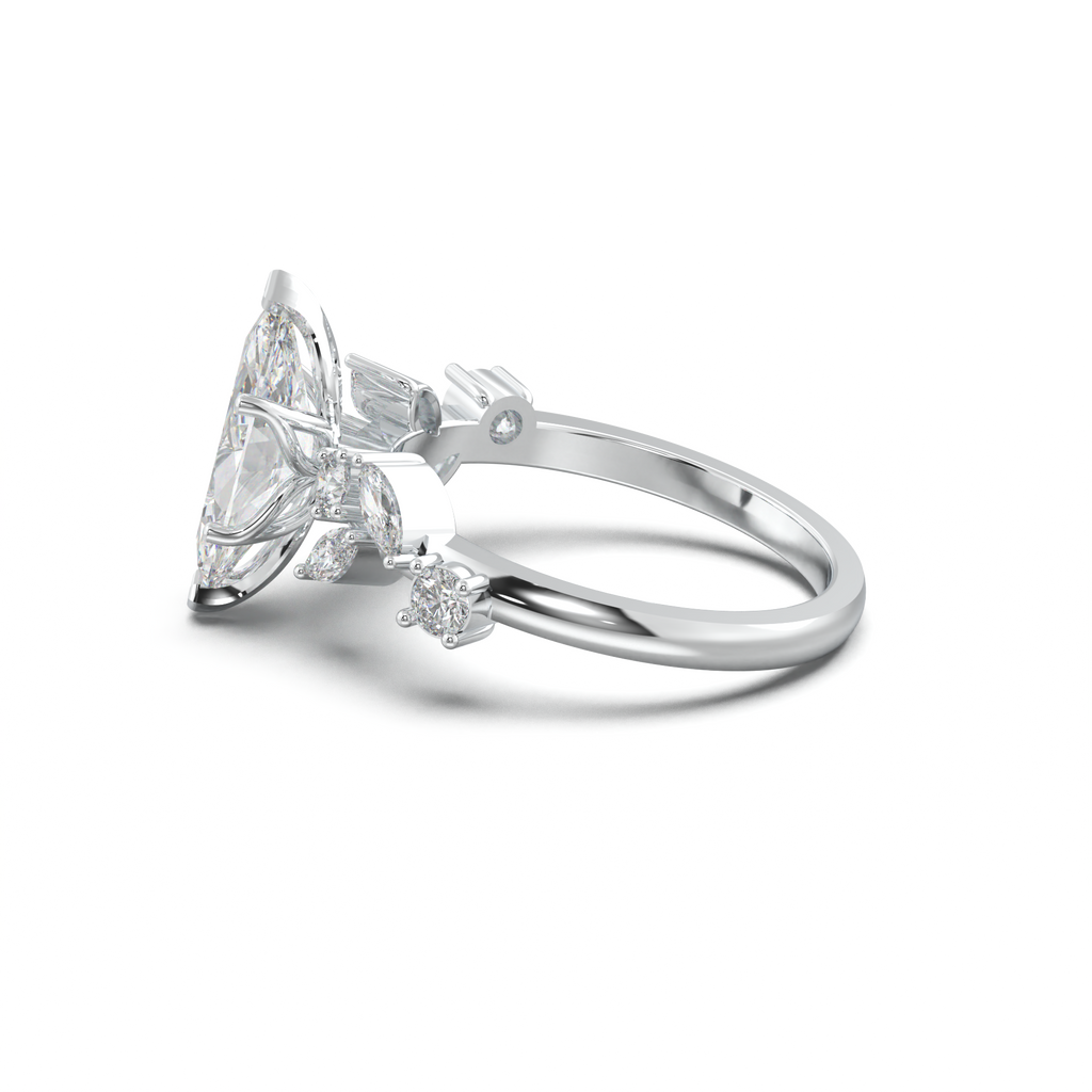 Marquise Mixed Side-Stone Engagement Ring