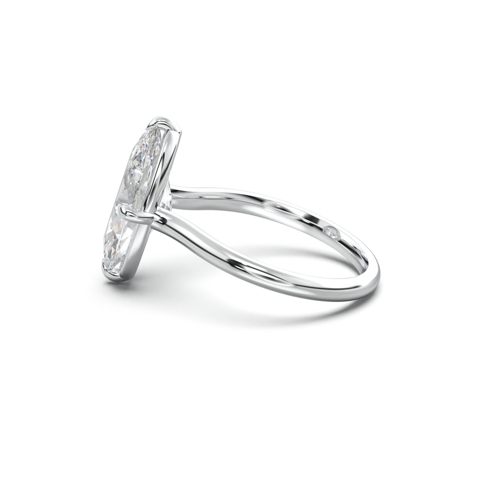 Elongated Moval Solitaire Engagement Ring