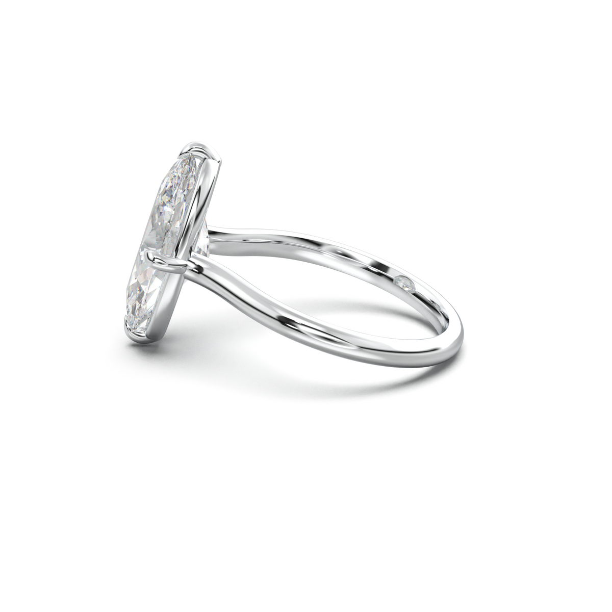 Elongated Moval Solitaire Engagement Ring
