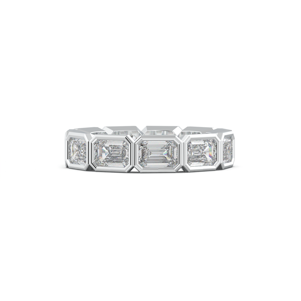 Emerald-Cut Bezel-Style Eternity Wedding Band