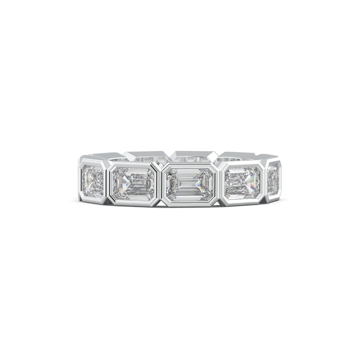 Emerald-Cut Bezel-Style Eternity Wedding Band