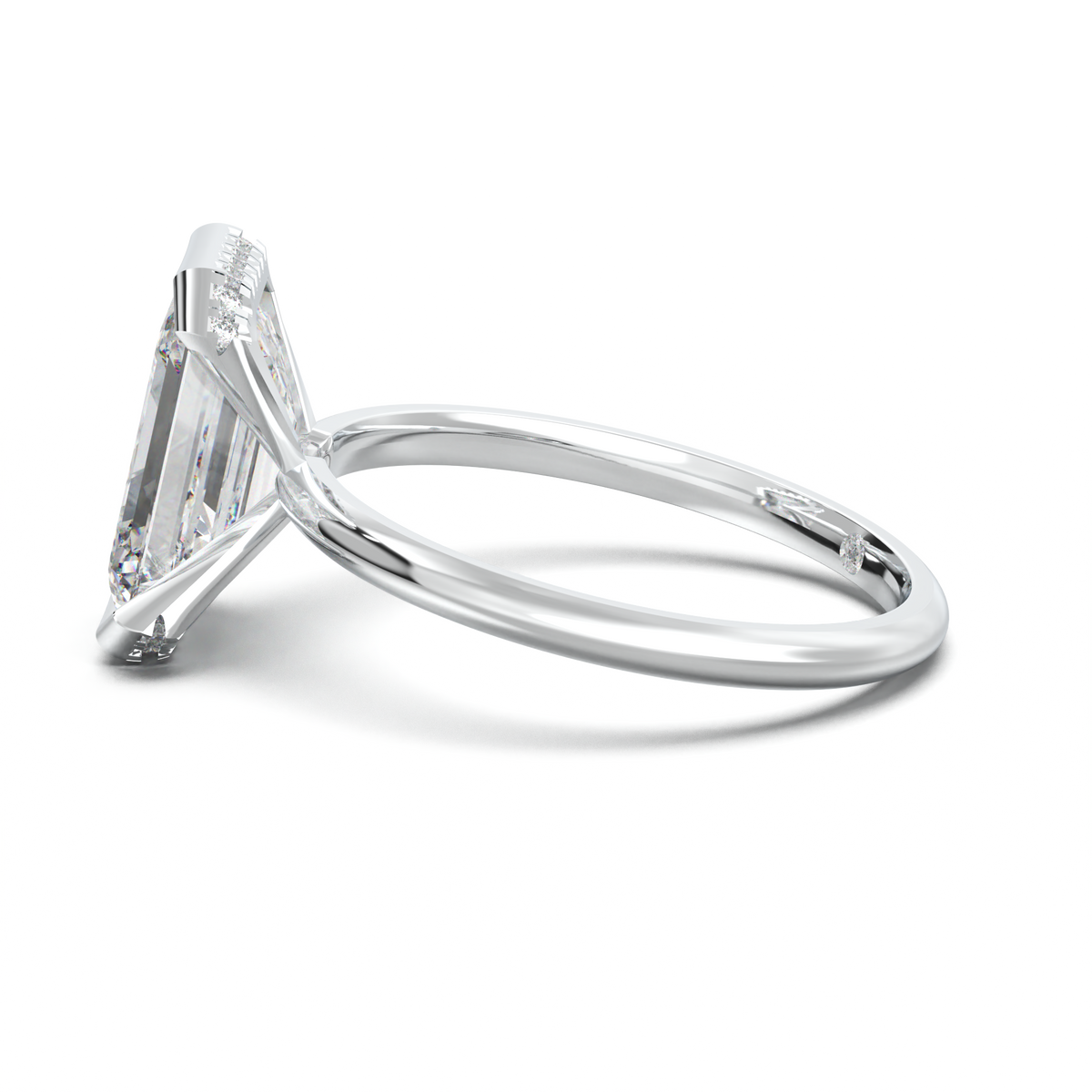 Emerald Hidden Halo Engagement Ring