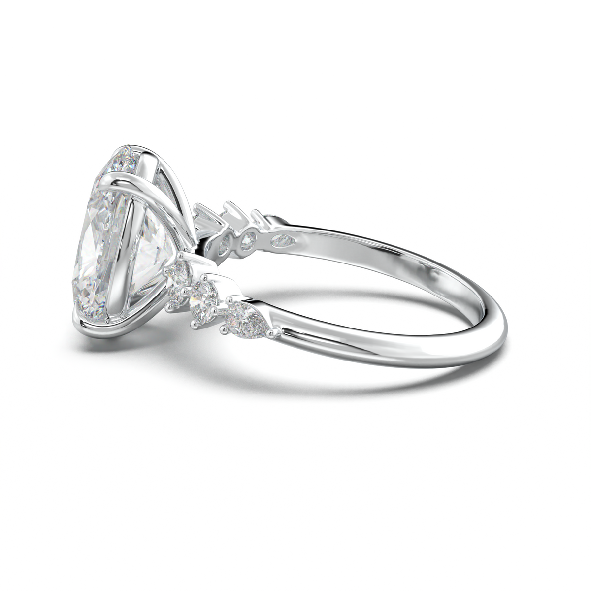 Oval Pear-Accent Engagement Ring