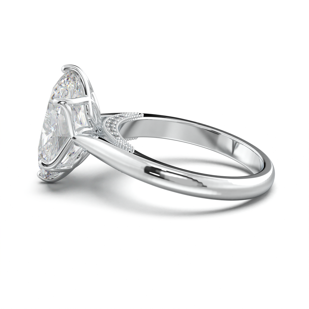 Oval Tulip Setting Hidden bridge Halo Engagement Ring