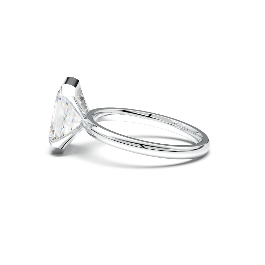 Emerald Cut Half-Bezel Engagement Ring