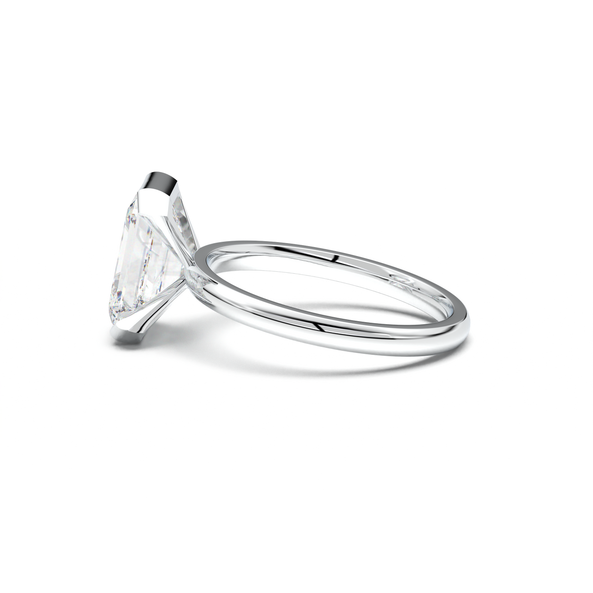 Emerald Cut Half-Bezel Engagement Ring
