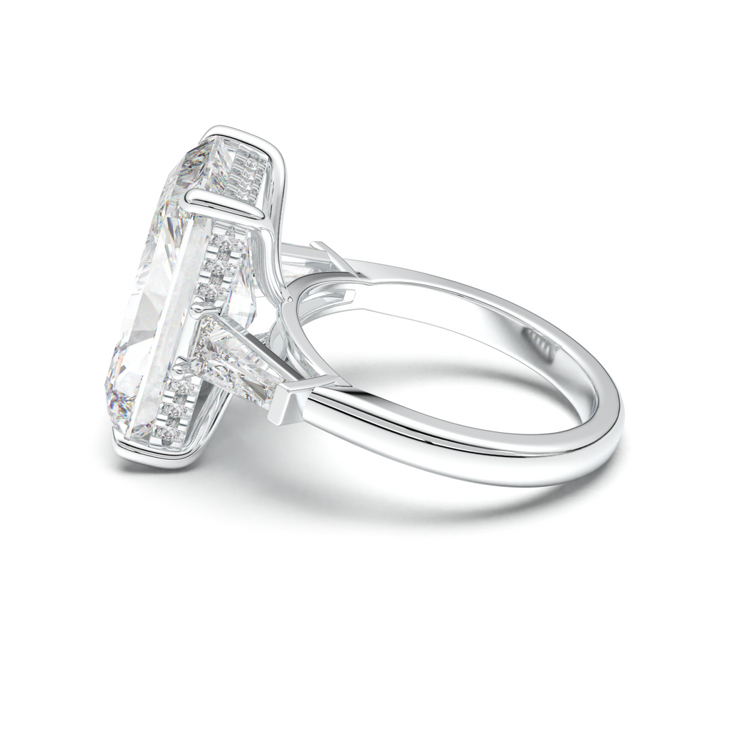 Radiant Baguette Hidden Halo Engagement Ring