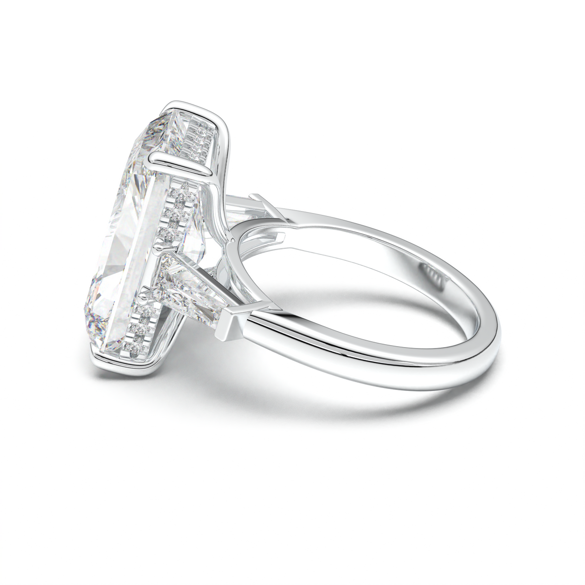 Radiant Baguette Hidden Halo Engagement Ring