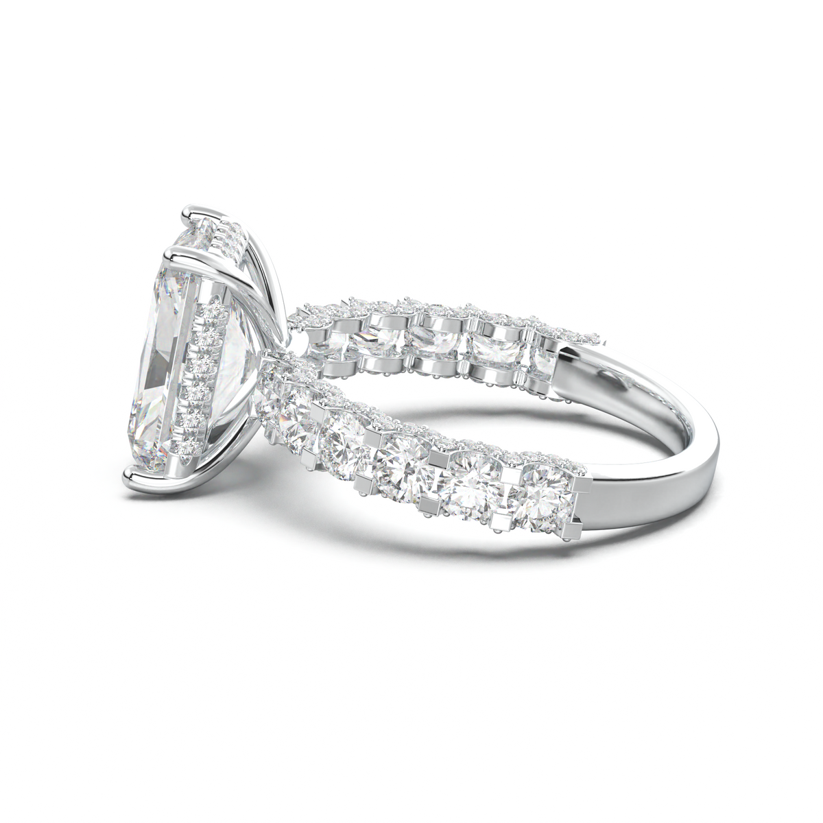 Radiant Diamond Band Engagement Ring