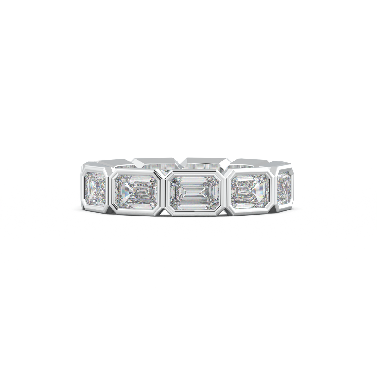 Emerald-Cut Bezel-Style Eternity Wedding Band