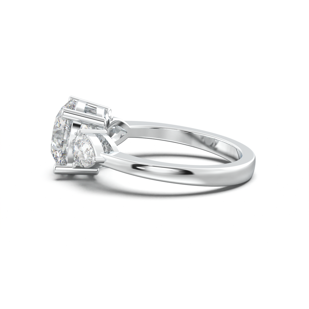 Round Pear Three-Stone Engagement Ring