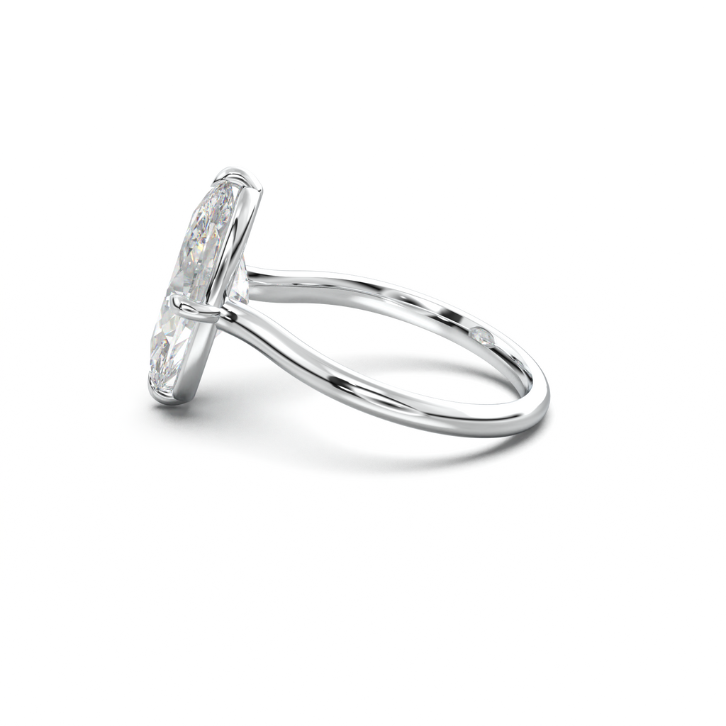 Elongated Moval Solitaire Engagement Ring