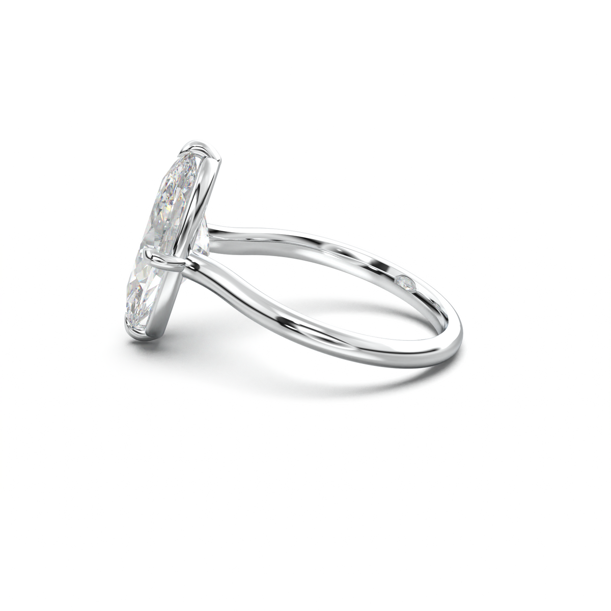 Elongated Moval Solitaire Engagement Ring