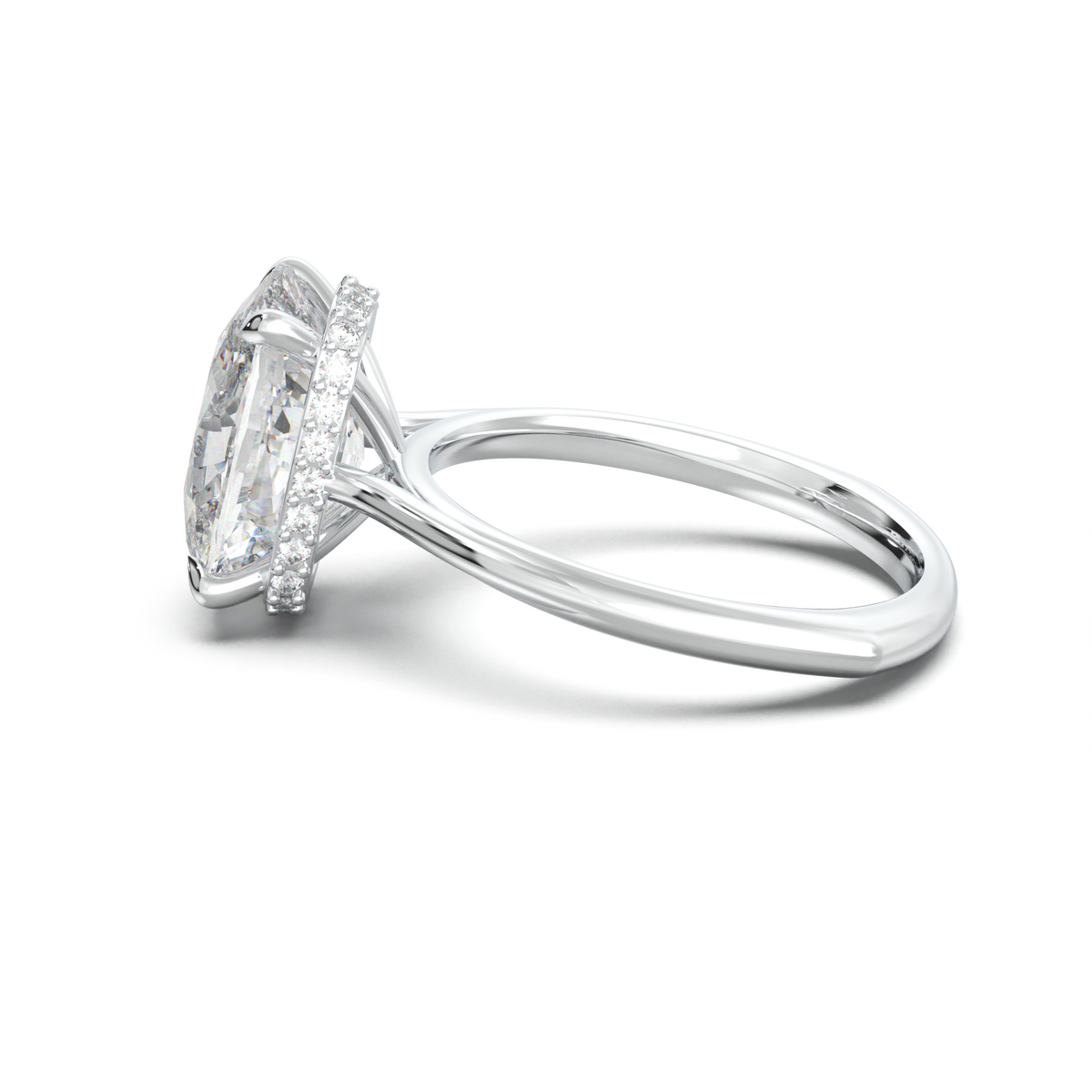 Cushion Hidden Halo Engagement Ring