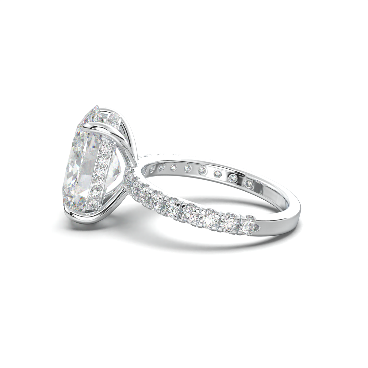 Cushion Hidden Halo Pavé Engagement Ring