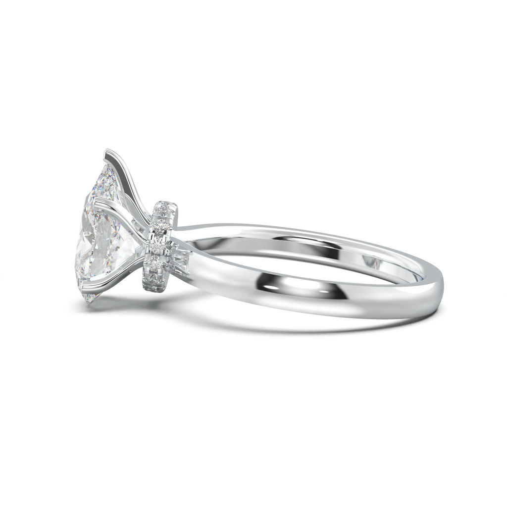 Pear Hidden Halo Engagement Ring