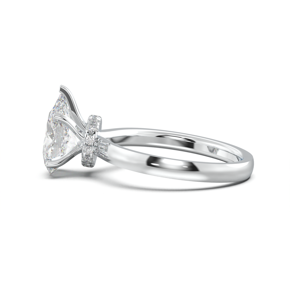 Pear Hidden Halo Engagement Ring