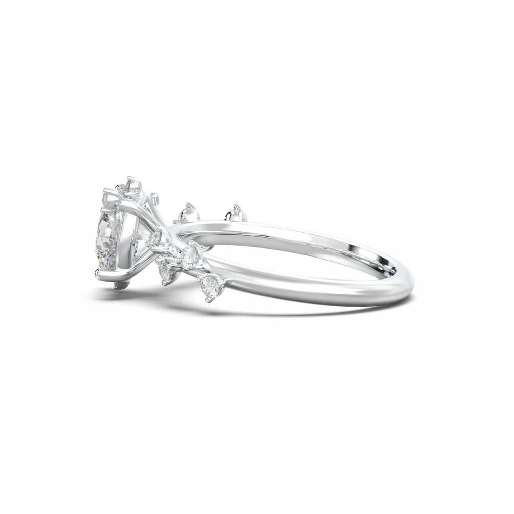 Round Botanical Accent Engagement Ring