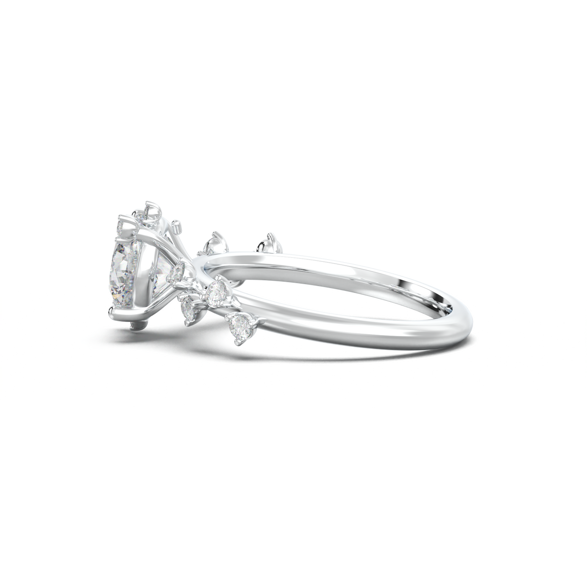 Round Botanical Accent Engagement Ring