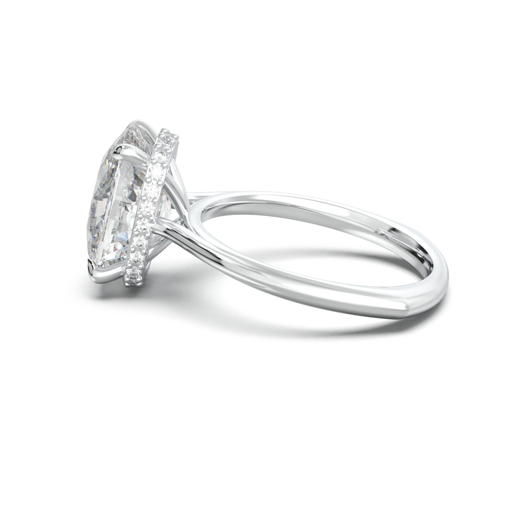Cushion Hidden Halo Engagement Ring