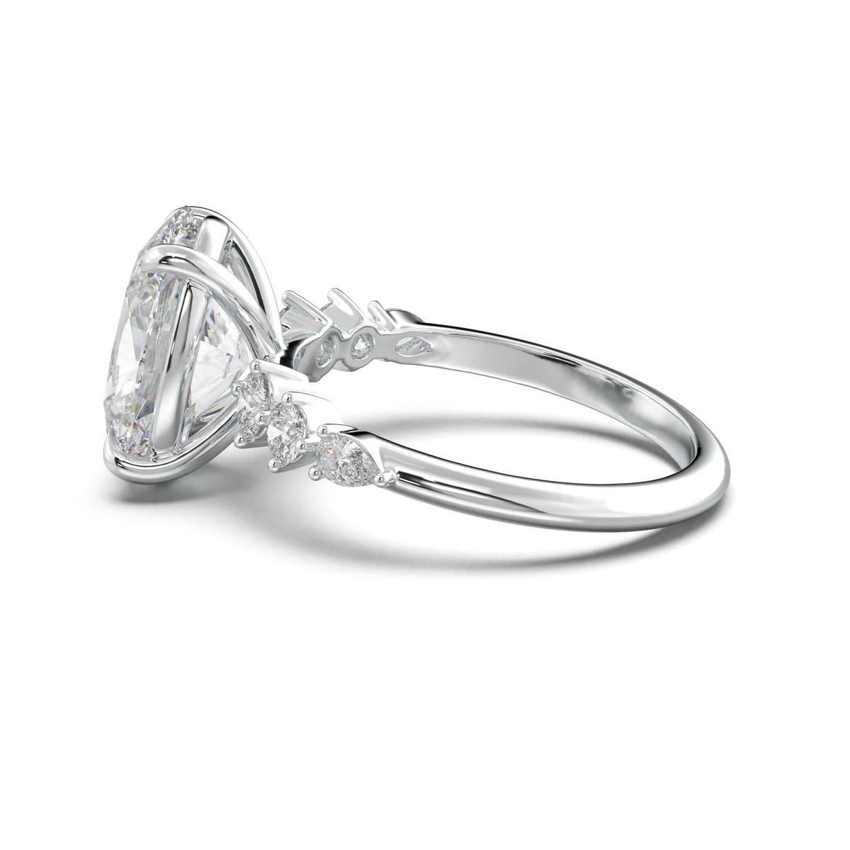 Oval Pear-Accent Engagement Ring