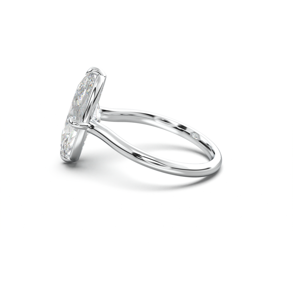 Elongated Moval Solitaire Engagement Ring