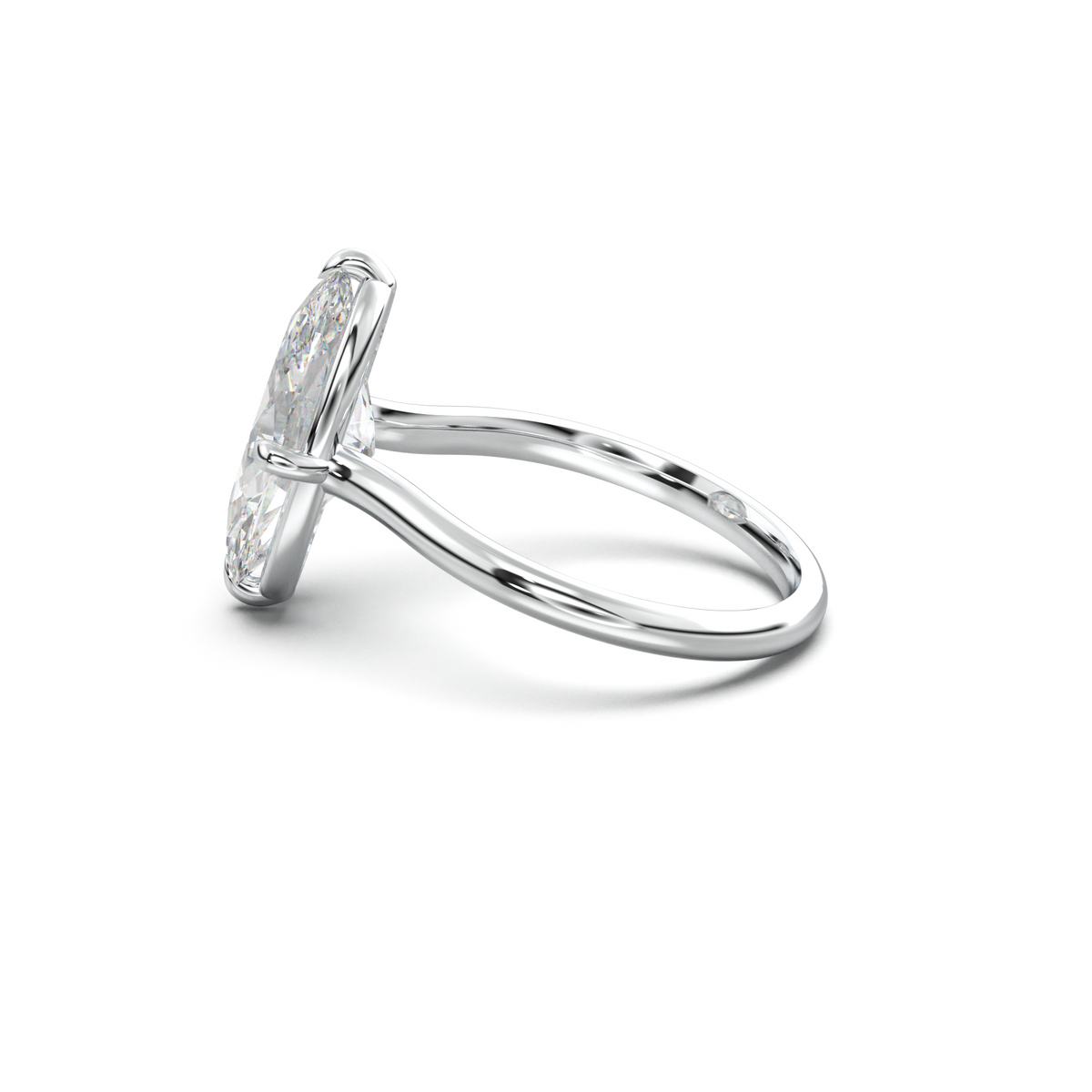 Elongated Moval Solitaire Engagement Ring