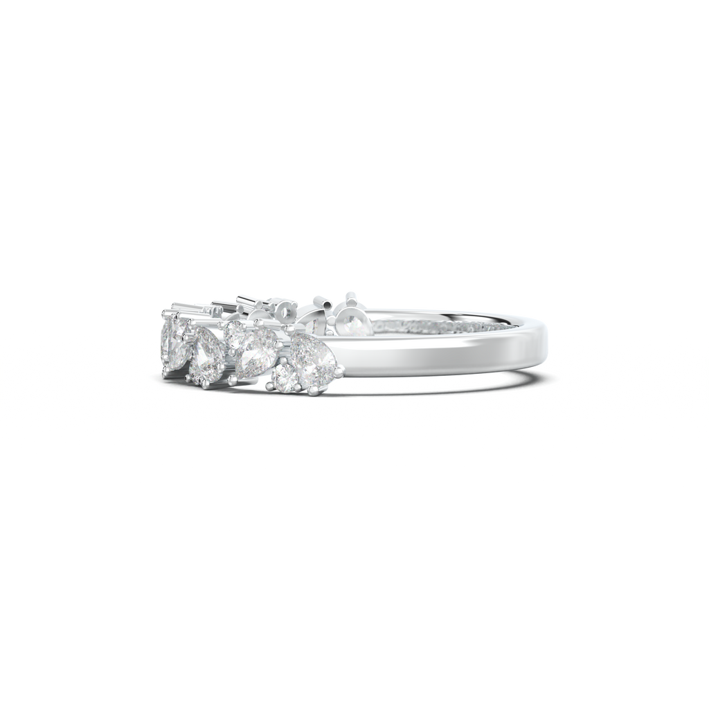 Alternating Pear & Round Half-Eternity Wedding Band