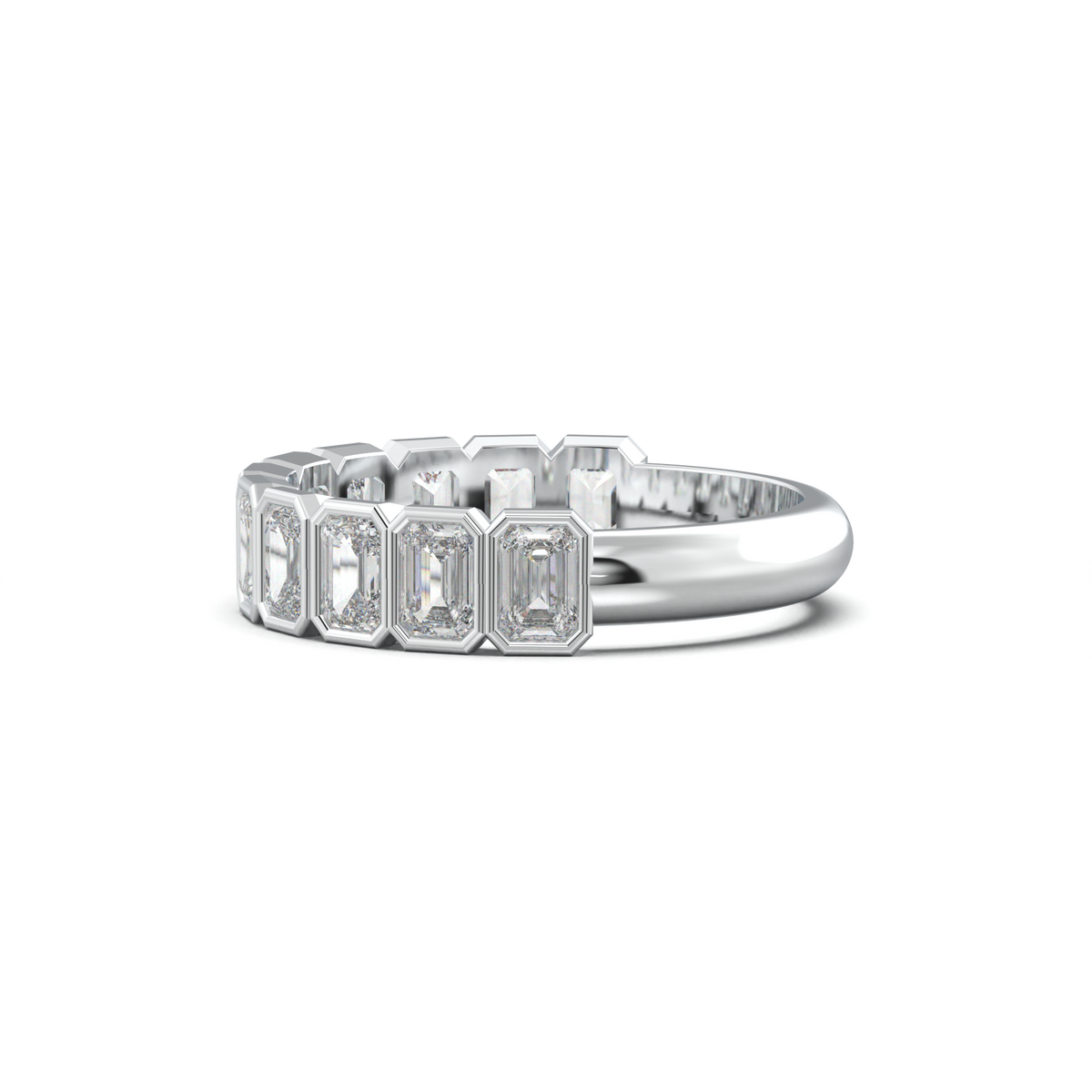 Emerald Bezel Half-Eternity Wedding Band