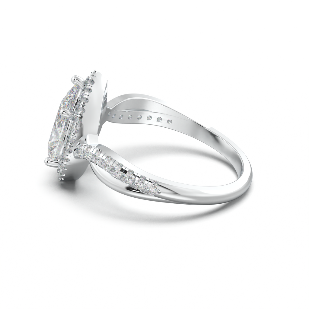 Pear Halo Twisted Pavé Engagement Ring