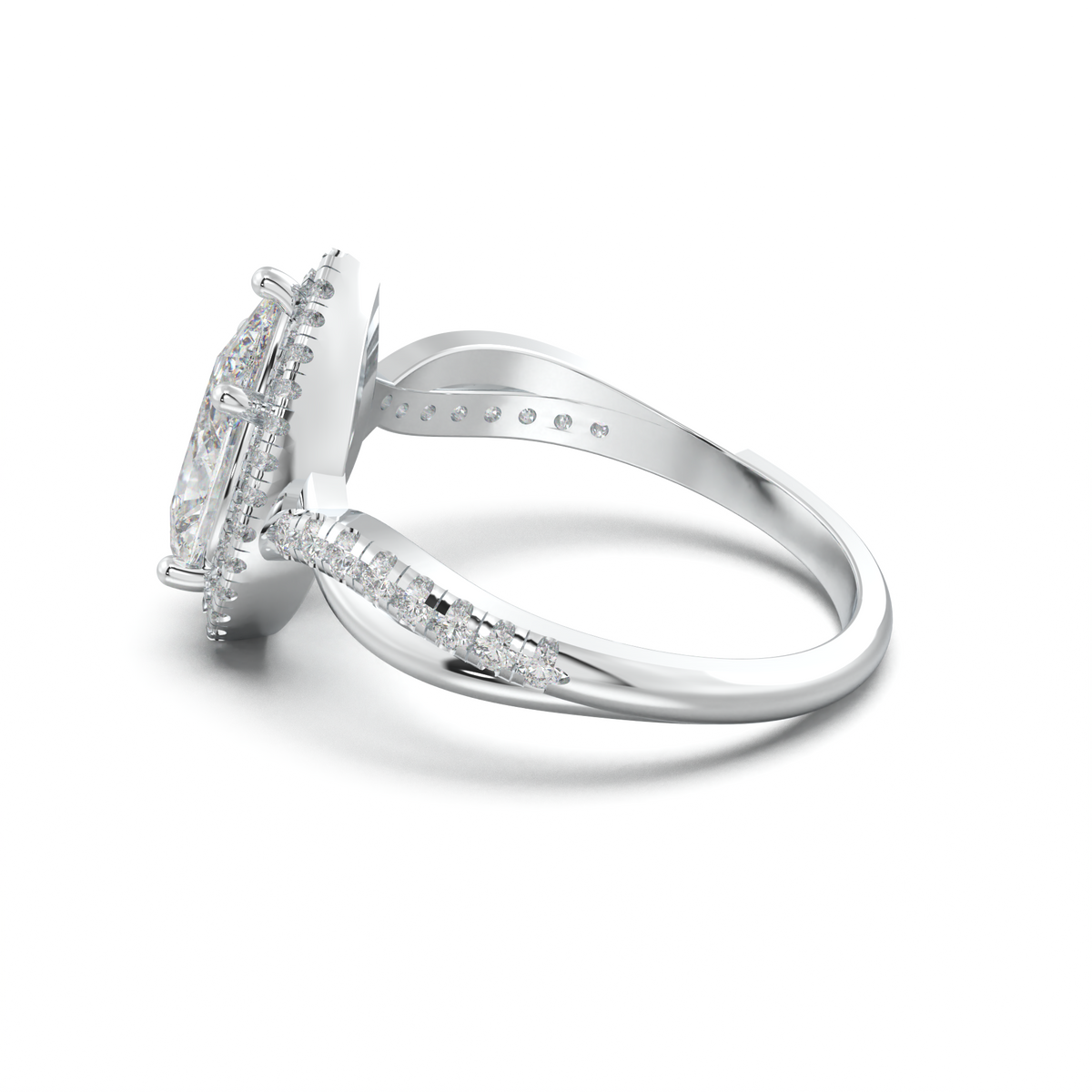 Pear Halo Twisted Pavé Engagement Ring