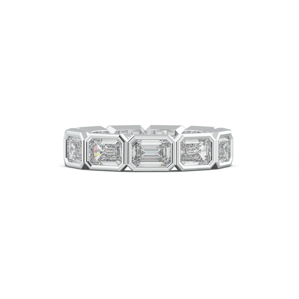 Emerald-Cut Bezel-Style Eternity Wedding Band