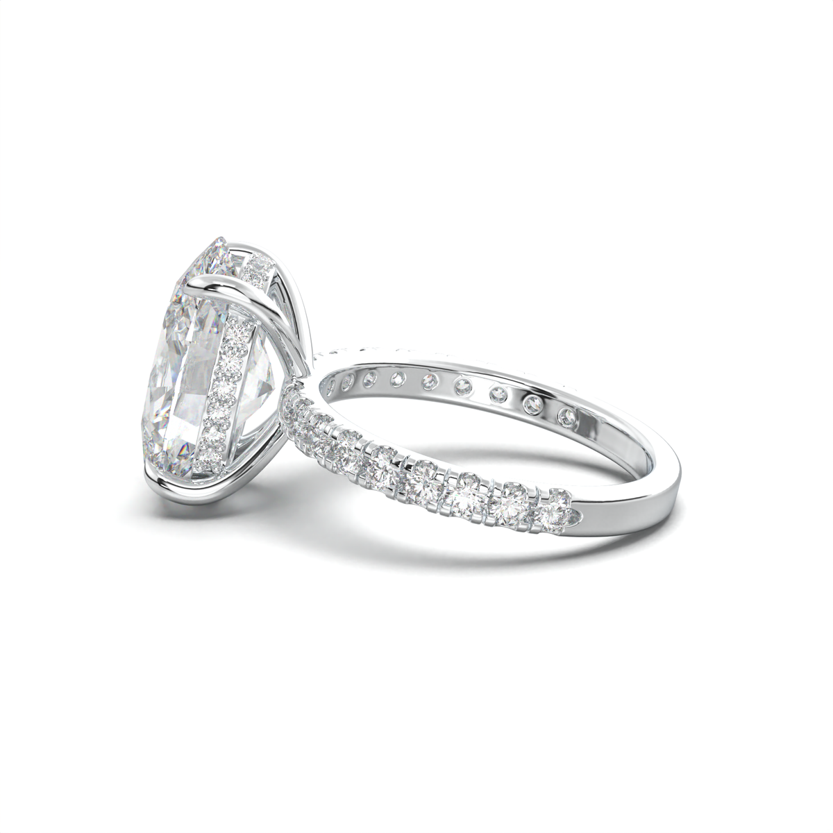Cushion Hidden Halo Pavé Engagement Ring