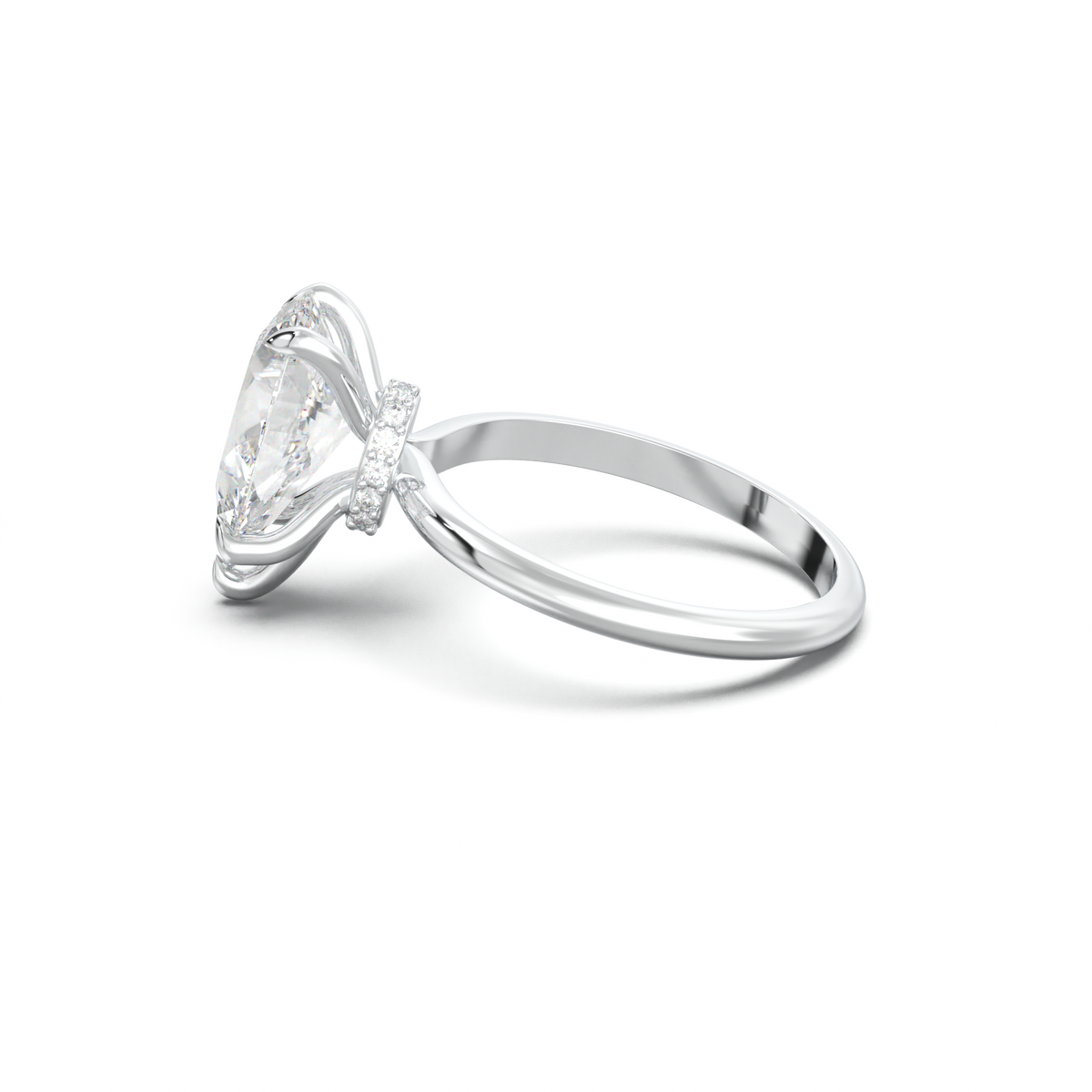 Pear Hidden Halo Engagement Ring