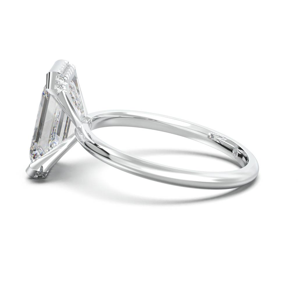 Emerald Hidden Halo Engagement Ring