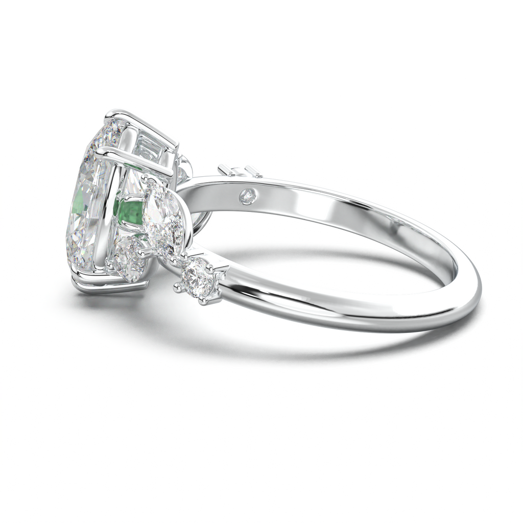 Oval Marquise-Accent Engagement Ring