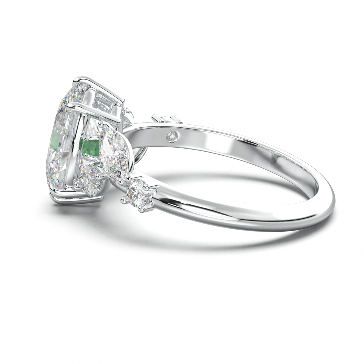 Oval Marquise-Accent Engagement Ring